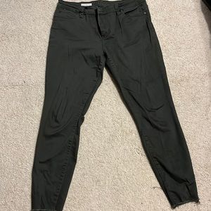 Dark Army Green skinny capris with frayed cuffs